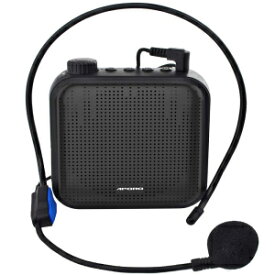 Voice Amplifier 12W Rechargeable PA System (1200mAh) with Wired Microphone for Teachers, Coaches, Tour Guide and More (Black)