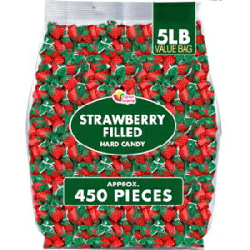 Strawberry Hard Candy - 5 Pounds - Strawberry Bon Bons - Strawberry Filled Hard Candies - Red Fruit Flavored Candy - Classic Hard Candy