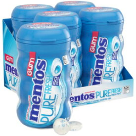 メントス ピュアフレッシュシュガーフリーチューインガム、キシリトール入り、フレッシュミント、50個ボトル（4個バルクパック） Mentos Pure Fresh Sugar-Free Chewing Gum with Xylitol, Fresh Mint, 50 Piece Bottle (Bulk Pack of 4)