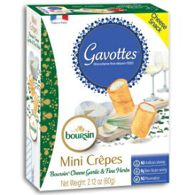 Gavottes French Boursin Cheese Filled Mini Crispy Crepes | Crepe Crackers with Boursin Garlic & Herb Cheese Filling | Gavottes Ready to Eat Crispy Crepes Snack From France (1 Pack of 2.12oz/60g)