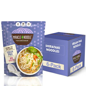 Miracle Noodle Vegan Pho Konjac Shirataki Noodles - Ready to Eat Plant Based Vietnamese, Gluten Free, Paleo Friendly, Non-GMO, 10 Oz, 6-Pack
