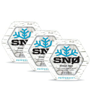 SNO Peppermint KETO Xylitol Candy Chips (3-Pack) - SN 1.5oz Tin - Sugar-Free Candy With Only 2 Ingredients Low Carbs, Diabetic-Friendly, Non-GMO, Vegan, GF & Kosher Purest candy in the world!