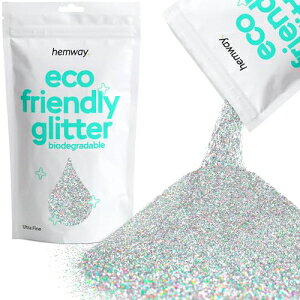 Hemway Eco Friendly Biodegradable Glitter 100g / 3.5oz Bio Cosmetic Safe Sparkle Vegan for Face, Eyeshadow, Body, Hair, Nail and Festival Makeup - Ultrafine (1/128" 0.008" 0.2mm) - Silver Holographic
