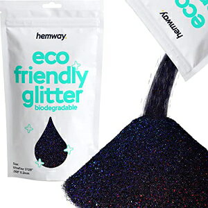 Hemway Eco Friendly Biodegradable Glitter 100g / 3.5oz Bio Cosmetic Safe Sparkle Vegan for Face, Eyeshadow, Body, Hair, Nail and Festival Makeup - Ultrafine (1/128" 0.008" 0.2mm) - Black Holographic
