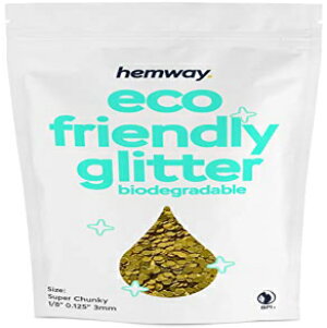 Hemway Biodegradable Glitter Eco Friendly - 100g/3.5oz Bio Cosmetic Safe Sparkle Vegan for Face Eyeshadow Body Hair Festival Makeup Craft - Super Chunky (1/8 0.125 3mm) - Gold