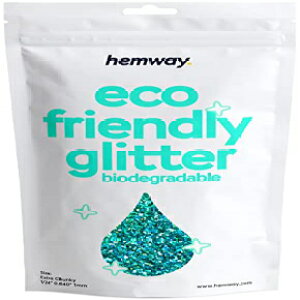 Hemway Eco Friendly Biodegradable Glitter 100g / 3.5oz Bio Cosmetic Safe Sparkle Vegan For Face, Eyeshadow, Body, Hair, Nail And Festival - Extra Chunky (1/24" 0.040" 1mm) - Turquoise Blue Holographic