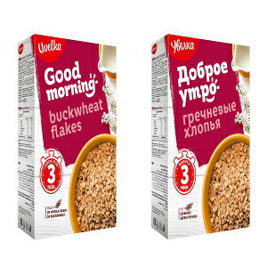 Uvelka Buckwheat Flakes Pure Grain 400g (14.1 oz ) From Russia Kosher Pack of 2