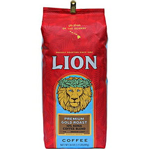 CIR[q[Av~AS[h[XgA10%RiR[q[uhASA24IXobO Lion Coffee, Premium Gold Roast, 10% Kona Coffee Blend, Whole Bean, 24 Ounce Bag