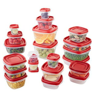 ラバーメイド イージーファインド蓋 食品保存容器 レーサーレッド 42個セット Rubbermaid Easy Find Lids Food Storage Containers, Racer Red, 42 Piece Set