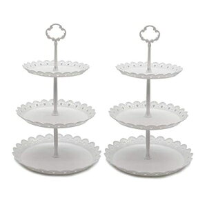 2 3iJbvP[LX^h t[cv[gP[L  z[a eB[p[eB[ T[rOvb^[ (zCg) ATRDTO 2 Pcs 3-Tier Cupcake Stand Fruit Plate Cakes for Wedding Home Birthday Tea 
