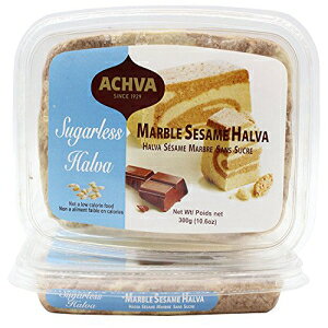Achva }[uS}n@A300 OA2 pbN Achva Marble Sesame Sugarless Halva, 300 grams,Pack of 2