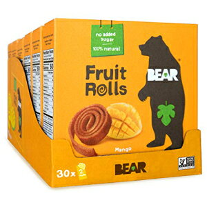 BEAR Real Fruit Yoyos, No added Sugar, All Natural, non GMO, Gluten Free, Vegan, Healthy on-the-go snack for kids & adults, 0.7 (30 Count), Mango, 21 Oz