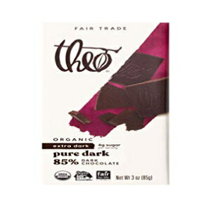 Theo Chocolate sA I[KjbN _[N `R[g o[AJJI 85%A12 pbN r[KAtFAg[h Theo Chocolate Pure Organic Dark Chocolate Bar, 85% Cacao, 12 Pack Vegan, Fair Trade