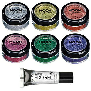 Moon Glitter ̃t@C Ob^[ VFCJ[ ? ÁA܁AAOp 100% ϕiOb^[ ? 0.17 IX ? 6 FZbg Fine Glitter Shakers by Moon Glitter 100% Cosmetic Glitter for Face, Body, Nails, Hair and Lips -