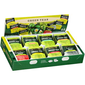 Bigelow Tea Green Tea Assortment, Individually Wrapped Tea Bags with Classic, Decaffeinated, Mint, Peach, Constant Comment, Lemon, Mango, and Earl Grey Teas, 64 Tea Bags (Pack of 1)