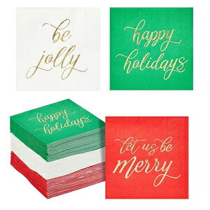 NX}XivL 102pbN 3wĝĎH zf[p[eB[pi  JNe e[ufR[Vp fUC 3F (5x5C`) Juvale 102-Pack Christmas Napkins, 3-Ply Disposable Pape