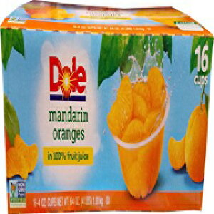 Dole }_ IW t[c Jbv - 16 x 4 IX - 64 IX Dole Mandarin Oranges Fruit Cups - 16 x 4 Ounce - 64 Ounce