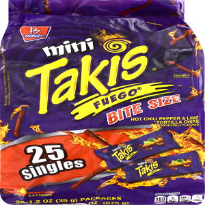 Barcel, ~j^LXAtGS[geB[XibNA25  (e 1.2 IX) Barcel, Mini Takis, Fuego Rolled Tortilla Snacks, 25 Count (1.2 Ounce Each)