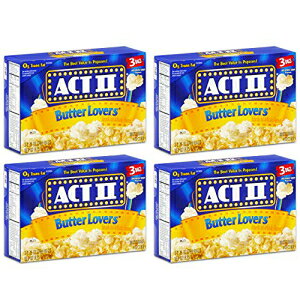 Act II バターラバーズ 電子レンジポップコーン 3個入り4箱(計12袋) Act II Butter Lovers Microwave Popcorn 4 Boxes of 3 (12 Bags Total)