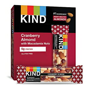 KIND o[ANx[ A[h + ƃ}J_~A ibcAOet[AᓜA1.4 IXA48  KIND KIND KIND Bars, Cranberry Almond + with Macadamia Nuts, Gluten Free, Low Sugar, 1.4oz, 48 Count