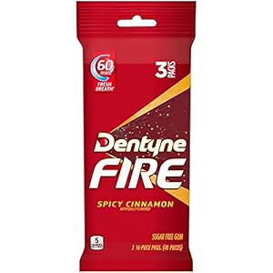 Dentyne Fire XpCV[ Vi VK[t[ KA16  3 pbN (v 48 ) Dentyne Fire Spicy Cinnamon Sugar Free Gum, 3 Packs of 16 Pieces (48 Total Pieces)