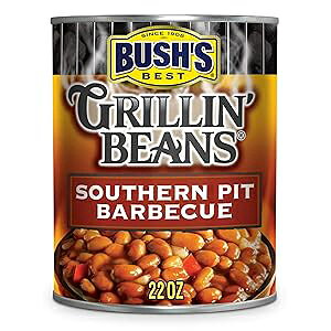 Barbecue Grillin Beans, BUSH'S BEST Canned Southern Pit Barbecue Grillin' Beans (Pack of 12), Source of Plant Based Protein and Fiber, Low Fat, Gluten Free, 22 oz