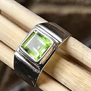 i` 1.25 Jbg Abv O[ yhbg 925 \bh X^[O Vo[ jZbNX O TCY 8 Natural Rocks by Kala Natural 1.25ct Apple Green Peridot 925 Solid Sterling Silver Unisex 