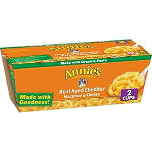 Annie's }Jj & `[YAAGCWh`F_[AdqWΉJbvA2 pbNA4.02 IX Annie's Homegrown Annie's Macaroni & Cheese, Real Aged Cheddar, Microwaveable Cup, 2-pack, 4.02 oz