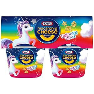 Ntg }Jj & `[Y dqWŊȒPfBi[ jR[pX^VFCvt (4 ct pbNA1.9 oz Jbv) Kraft Macaroni & Cheese Easy Microwavable Dinner with Unicorn Pasta Shapes (4 ct Pack, 1.9 oz Cups)