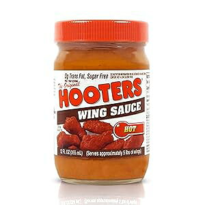The Original Hooters Hot Wing Sauce - Spicy & Robust Flavor - Ideal for for Grilling, Chicken Wings, Ribs, Chops, Shrimp, Seafood & Dips - 12 fl oz