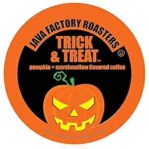 Java Factory コーヒーポッド キューリグ K カップ ブルワー用 パンプキンとマシュマロ フレーバー コーヒー、トリック アンド トリート、40 個 Java Factory Coffee Pods Pumpkin and Marshmallow Flavored Coffee fo