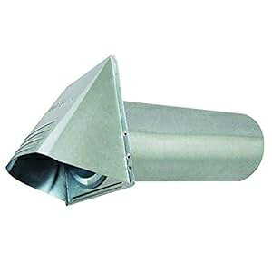 Deflecto �h���C���[�x���g�A�p�C�v�t���L���������b�L�x���g�t�[�h�A�V���o�[�A4 �C���` (GVH4NR) Deflecto Dryer Vent, Wide Mouth Galvanized Vent Hood with Pipe, Silver, 4�h (GVH4NR)