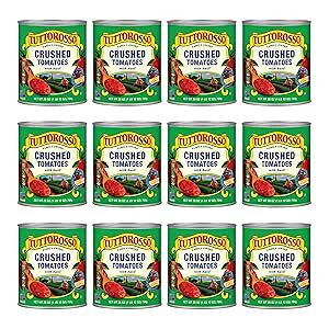 Tuttorosso Crushed Tomatoes with Basil, Gluten Free and Vegetarian Recipe, 28 Ounce Cans, 12-Pack