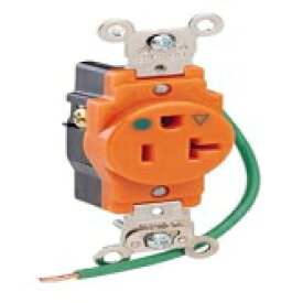 Leviton 8310-OIG 20 アンペア、125 ボルト、ナローボディ シングル レセプタクル、ストレート ブレード、病院グレード、絶縁アース、オレンジ Leviton 8310-OIG 20 Amp, 125 Volt, Narrow Body Single Receptacle, Straight Blade, Hospital Grade