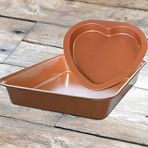 -eternal- 2pc Heart Shaped Copper Bakeware Set