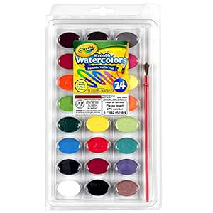 Crayola 24 Jbg 􂦂鐅ʊG̋ ȒPA邢􂦂鐅ʊG̋ 24 FAGM 1 {AΏ۔N 3 Έȏ Crayola 24 Ct Washable Watercolors Easy to Clean Up, 24 Bright Washable Watercolor ts, 1 tbrush, Ages 3
