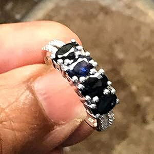 i` u[ Tt@CA 925 \bh X^[O Vo[ O TCY 9.25 Natural Rocks by Kala Natural Blue Sapphire 925 Solid Sterling Silver Ring Size 9.25