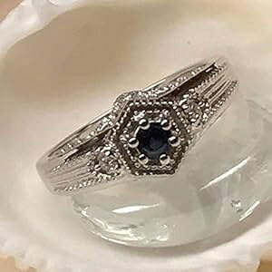 VRTt@CA 925 \bh X^[O Vo[ GQ[Wg O TCY 9 Natural Rocks by Kala Natural Sapphire 925 Solid Sterling Silver Engagement Ring Size 9