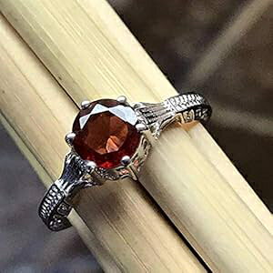 �i�`������ 1ct �p�C���[�v �K�[�l�b�g 925 �X�^�[�����O �V���o�[ �G���Q�[�W�����g �����O �T�C�Y 5.75�A6�A7�A7.75�A8�A8.25�A8.75�A9 Natural Rocks by Kala Natural 1ct Pyrope Garnet 925 Sterling Silver Engagement Ri