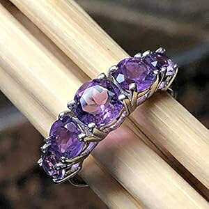 �i�`������ 2.5ct �p�[�v�� �A���W�X�g 925 �\���b�h �X�^�[�����O �V���o�[ �����O �T�C�Y 6�A7�A8 Natural Rocks by Kala Natural 2.5ct Purple Amethyst 925 Solid Sterling Silver Ring Size 6, 7, 8