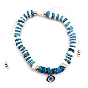 �v�J �V�F�� �V�[ �T�}�[ �r�[�` �u���[ ���߉\�ȃu���X���b�g Sifrimania Puka Shell Sea Summer Beach Blue Adjustable Bracelet