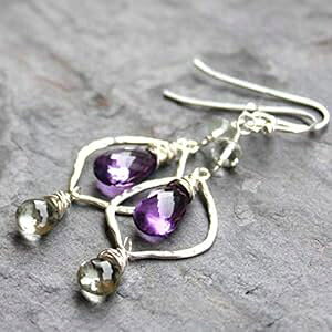 O[ p[v AWXg CO X^[O Vo[ O _O n}[h ^ 2.3 C` Aerides Designs Green Purple Amethyst Earrings Sterling Silver Long Dangle Hammered Lanterns 2.3 Inc