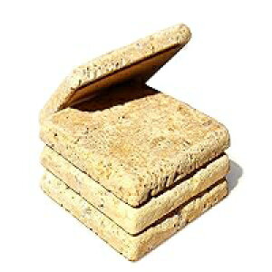 S[h go[` 4X4 es[X j[NȓVR z^uXg[ R[X^[ 4 Zbg Marble Object Gold Travertine 4X4 Each Piece Unique Natural Stone Absorbent Tumbled Stone Set of 4 Coasters