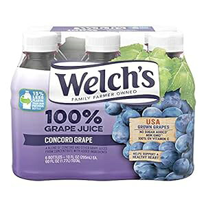 Welch's 100% W[XARR[h O[vAYA10 IX I U S[ {g (24 pbN) Welch's 100% Juice, Concord Grape, No Sugar added, 10 Ounce On the Go Bottles (Pack of 24)