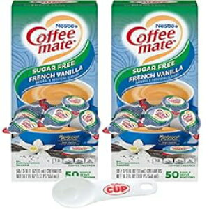 ネスレ コーヒーメイト リキッドコーヒークリーマー シングル、シュガーフリー フレンチバニラ、50 ct ボックス (2 個パック) バイザカップコーヒースクープ付き Nestle Coffee mate Liquid Coffee Cream