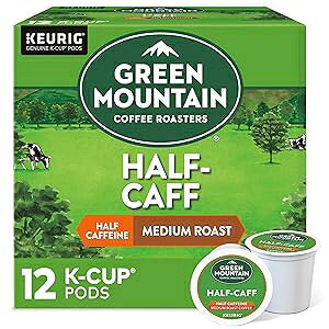 Green Mountain Coffee Roasters Half Caff Keurig Single-Serve K-Cup pods, Medium Roast Coffee, 12 Count