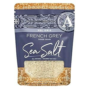 Artisan Salt Company Sel Gris �t�����`�O���[�C���A�^�~�[�O���C���A�W�b�v�g�b�v�|�[�`�A4�I���X SaltWorks Artisan Salt Company Sel Gris French Grey Sea Salt, Tamis Grain, Zip-Top Pouch, 4 Ounce