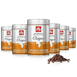 illy Whole Bean Coffee - Perfectly Roasted Whole Coffee Beans Etiopia Bold Roast Gentle Notes of Jasmine Floral Notes - 100% Arabica Coffee - No Preservatives 8.8 Ounce, 6 Pack