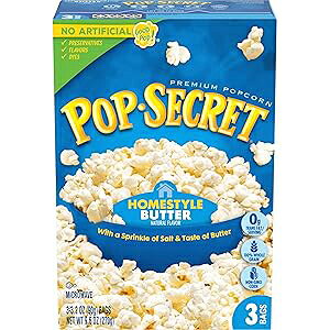 �m�� Pop Secret Microwave Popcorn, Homestyle Butter Flavor, 3.2 Oz Sharing Bags, 3 Ct