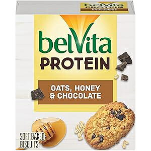 belVita �v���e�C�� �\�t�g �x�C�N�h �r�X�P�b�g�A�I�[�c���n�j�[ & �`���R���[�g�����A4 �p�b�N belVita Protein Soft Baked Biscuits, Oats Honey & Chocolate Flavor, 4 Packs